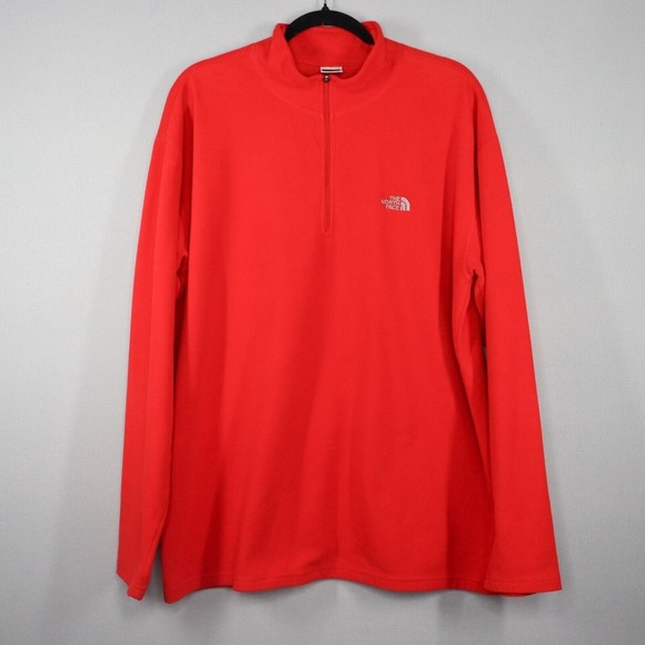 The North Face Pullover TKA 100 Mens XL Red 1/4 Zip Fleece Lightweight Athletic - Picture 1 of 8